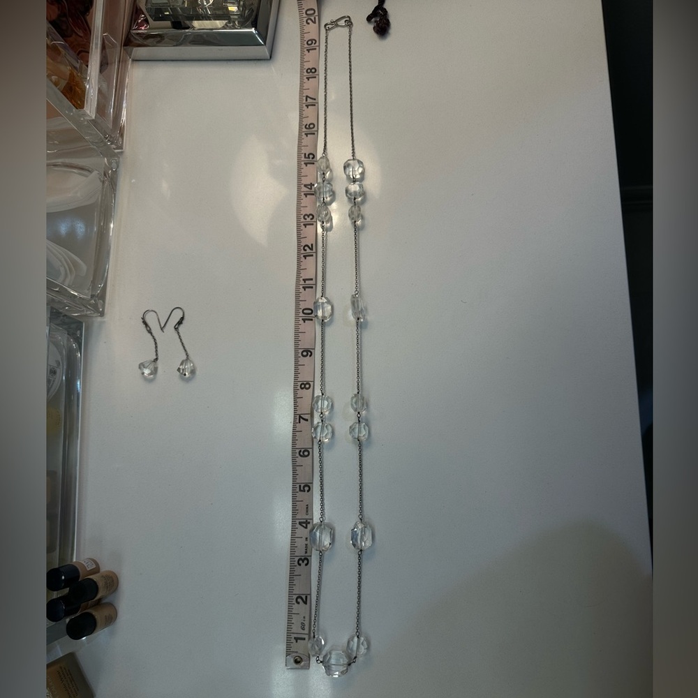 Dominique Cohen Silver Necklace with Clear Accents Matching Earrings EUC Target - Picture 12 of 13